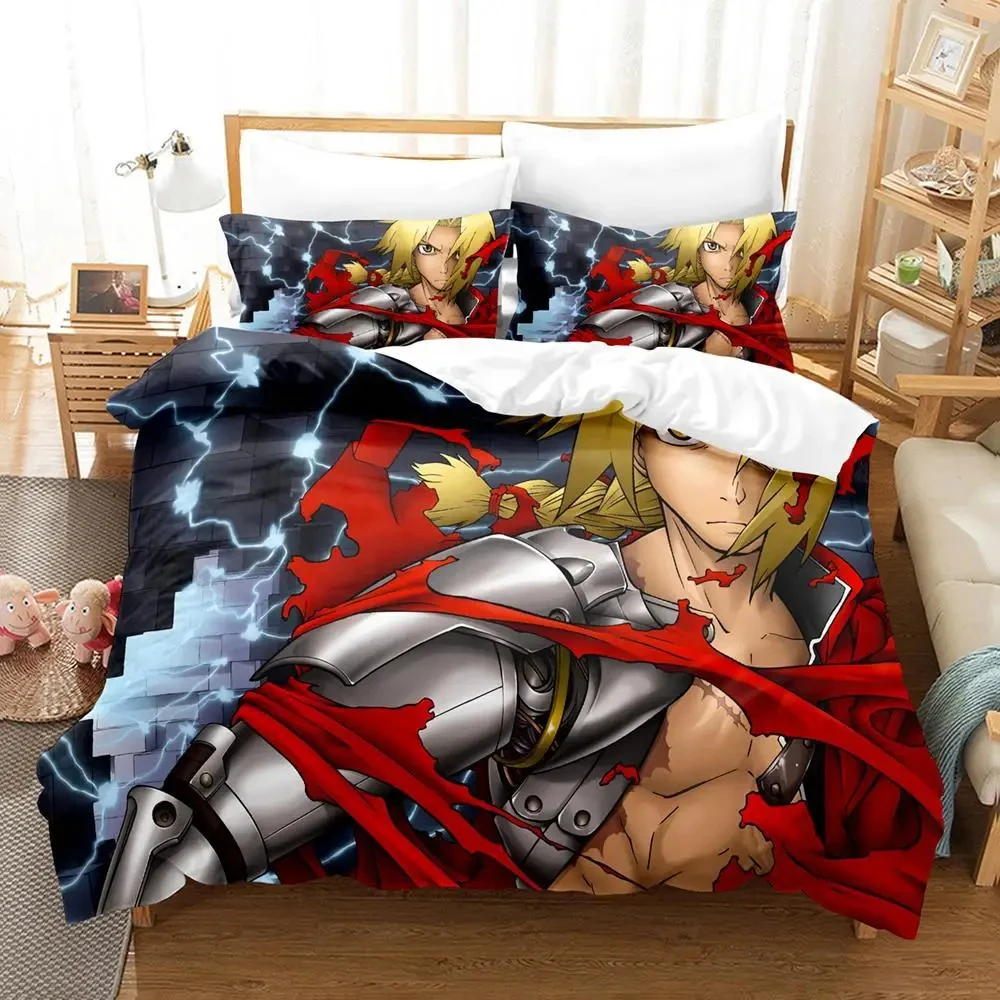 

Anime Fullmetal Alchemist Bedding Set Duvet Cover Bed Set Quilt Cover Pillowcase Comforter king Queen Size Boy Adult Bedding Set