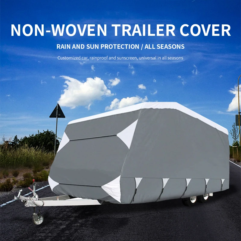 Large trailer outdoor travel camping RV cover waterproof breathable anti-aging car cover Oxford cloth RV cover 23-26