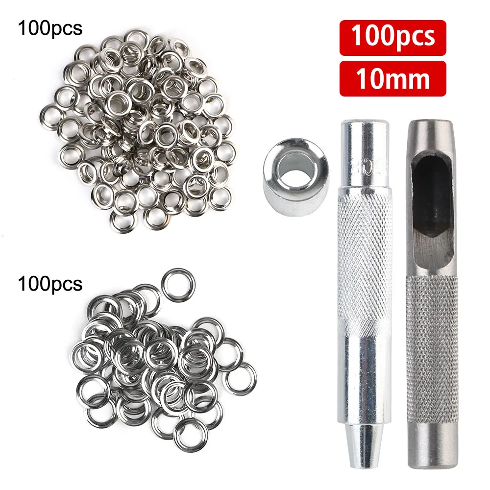 3  installation tools 1 Sets with box Air Eyelet Corns Tarpaulin Ring Buckle Copper eyelet 100pcs 10MM Metal buckles