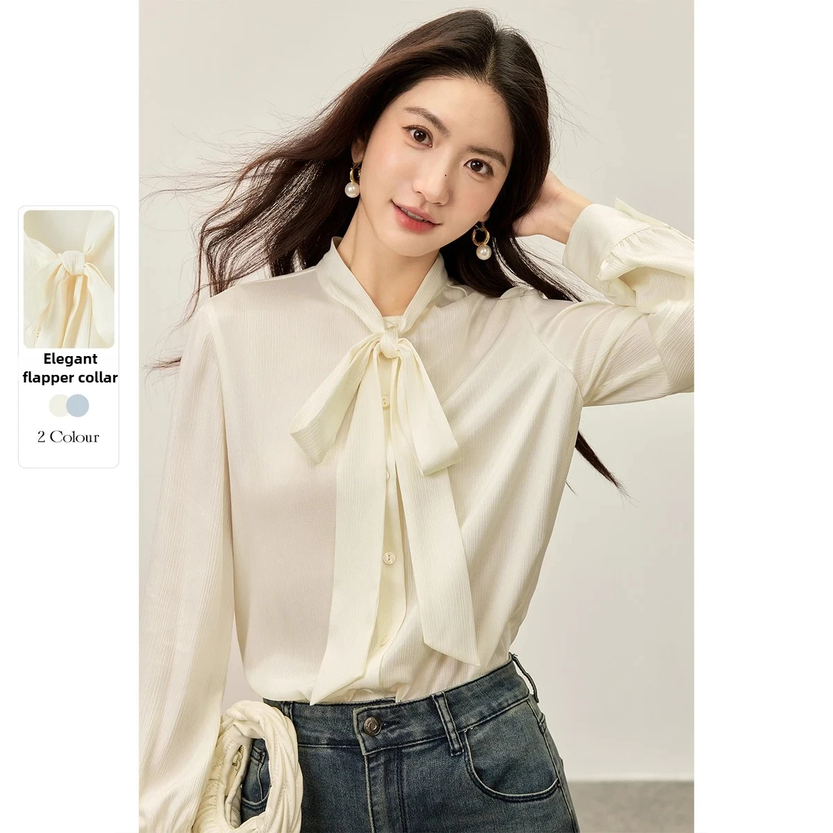 

SENTUBILA Women's Satin Texture Chiffon Shirt 2025 Autumn Single Breasted Elegant Office Commuter Long Sleeve Blouse 153CF2412
