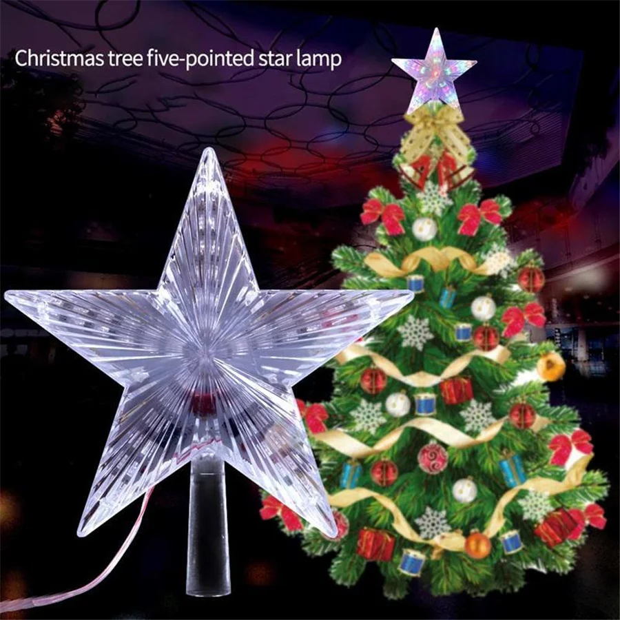 220V EU Plug Christmas Tree Top Star Fairy String Lights LED Christmas Star Garland Light for Wedding Party Garden Holiday Decor