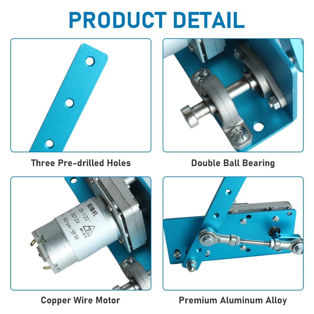 12V/24V DC Reciprocating Rocking Motor 20-120 Degree Adjustable Angle Control Gear Motor DIY Swing Drive Mechanism Kit