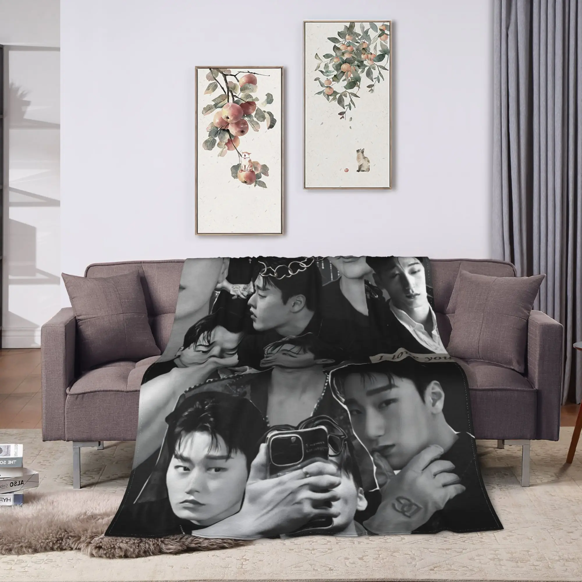 Warm Blankets Picnic Kpop Ateez Choi San Throw Blanket  Flannel Bedspread For Living Room Novelty Sofa Bed Cover