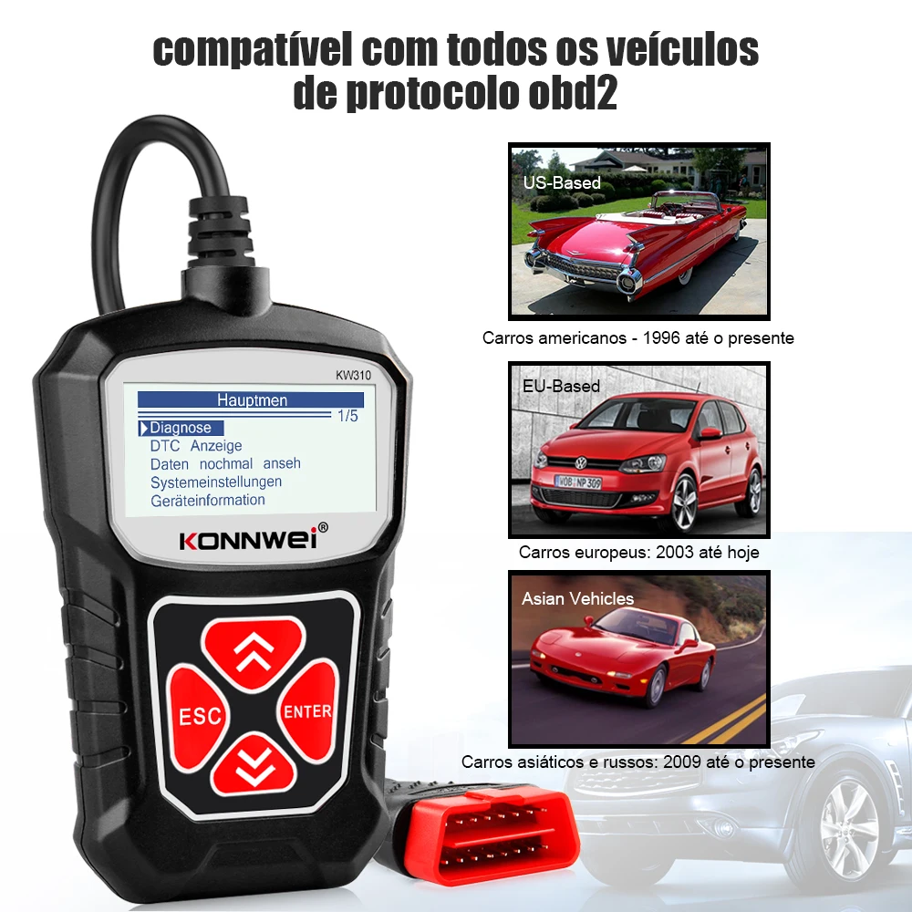 KONNWEI KW310 Obd2 الماسح الضوئي سيارة التشخيص أداة مسح ضوئي السيارات رمز القارئ تحقق محرك ضوء أداة KW309 أداة فحص السيارات