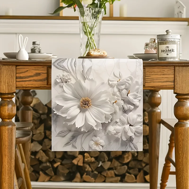 1 Piece Valentine's Day Table Runner, Floral Print Pattern, Suitable for Dinner Parties, Holiday Parties, Family Gatherings, Children's Activities, Themed Cafes, Home Decoration, Christmas Markets, Cozy Tea Parties