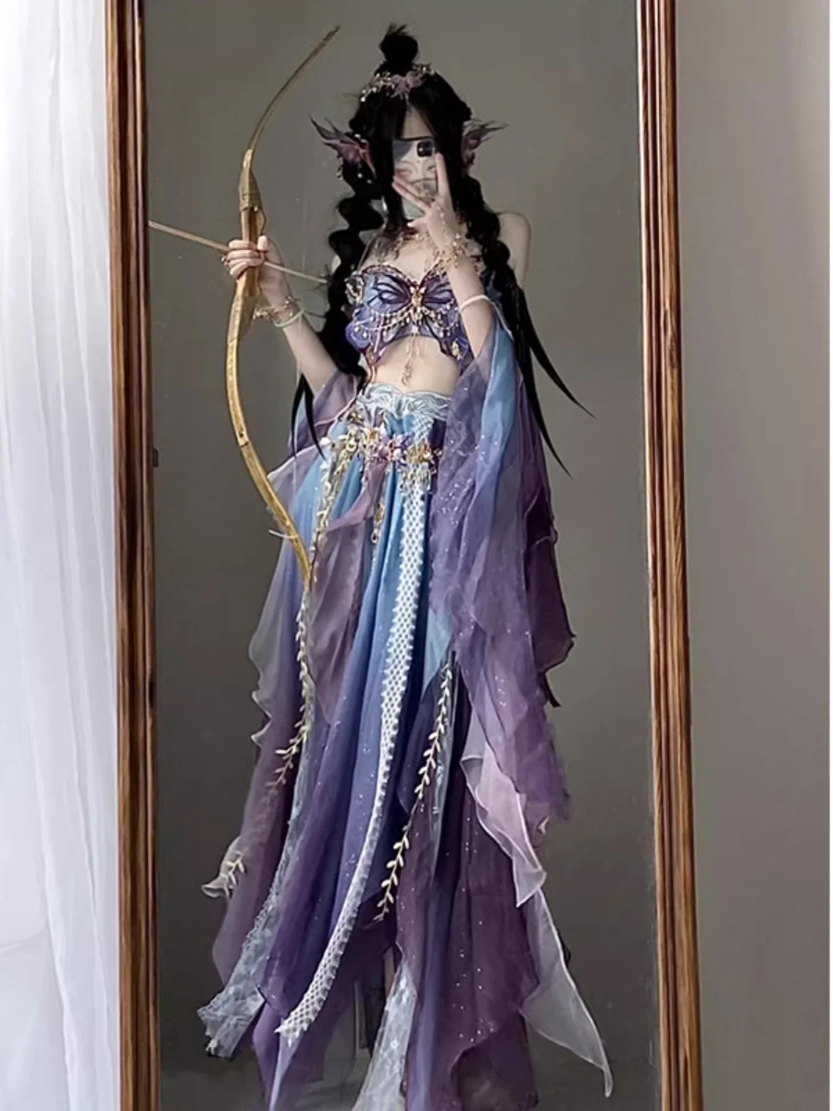 

Комплект женского ханьфу с тяжелой вышивкой и принтом «Сказочная атмосфера», полиэстер, для 8-25 лет