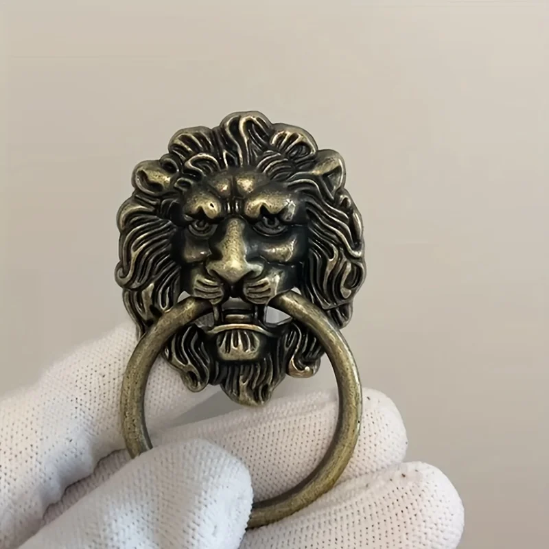 

6 Piece Vintage Lion Cabinet Knobs - Polished Zinc Alloy Drawer Knobs with Beautiful Lion Design, Antique Finish, Mounting Screw