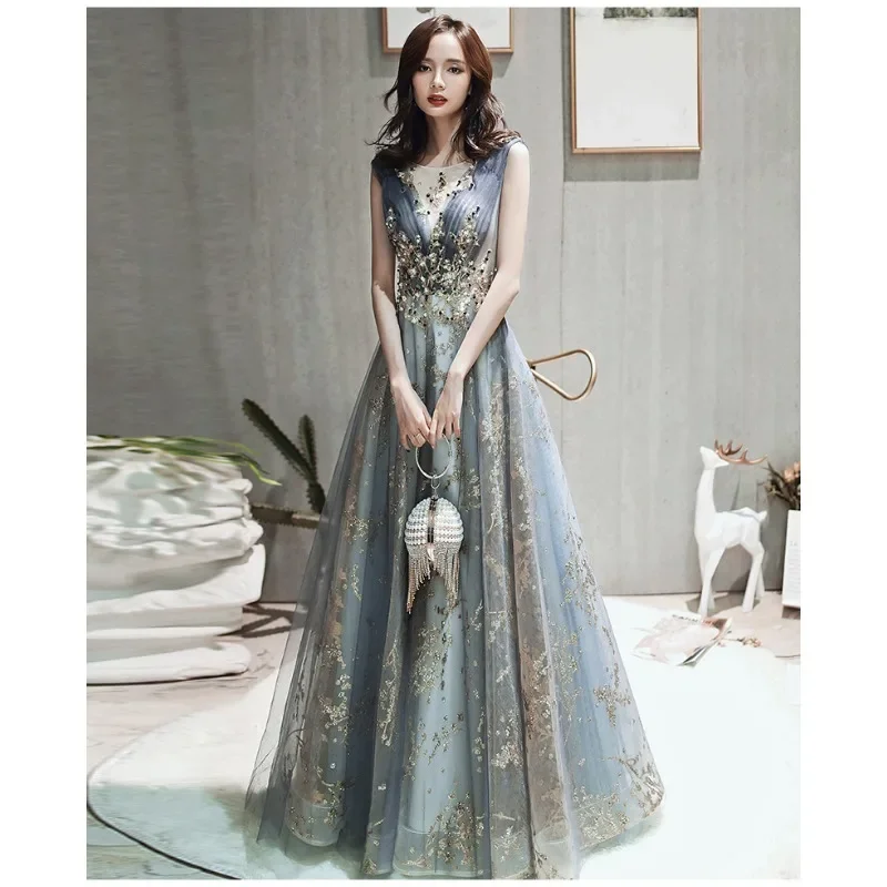 Customized Advanced Evening Dress, Women's Banquet, Piano Art Exam,  Niche, High End Champagne Color, French Style, Host Dress