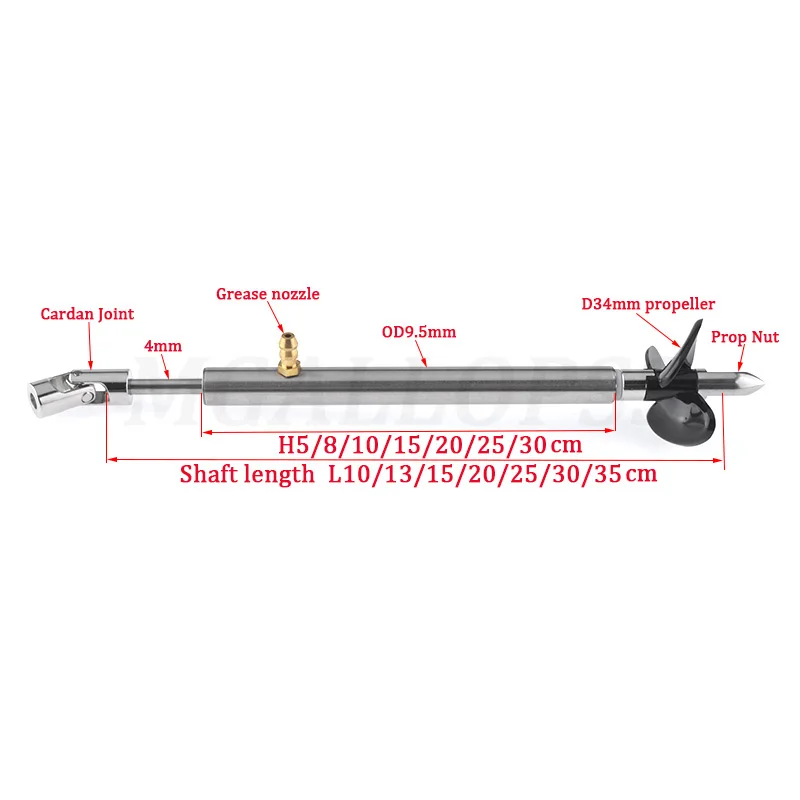 1set Include RC Boat Stainless steel 4mm Drive Shaft+Shaft Sleeve with Grease Nozzle+3 Blades Propeller+Prop Nut+Cardan Joint