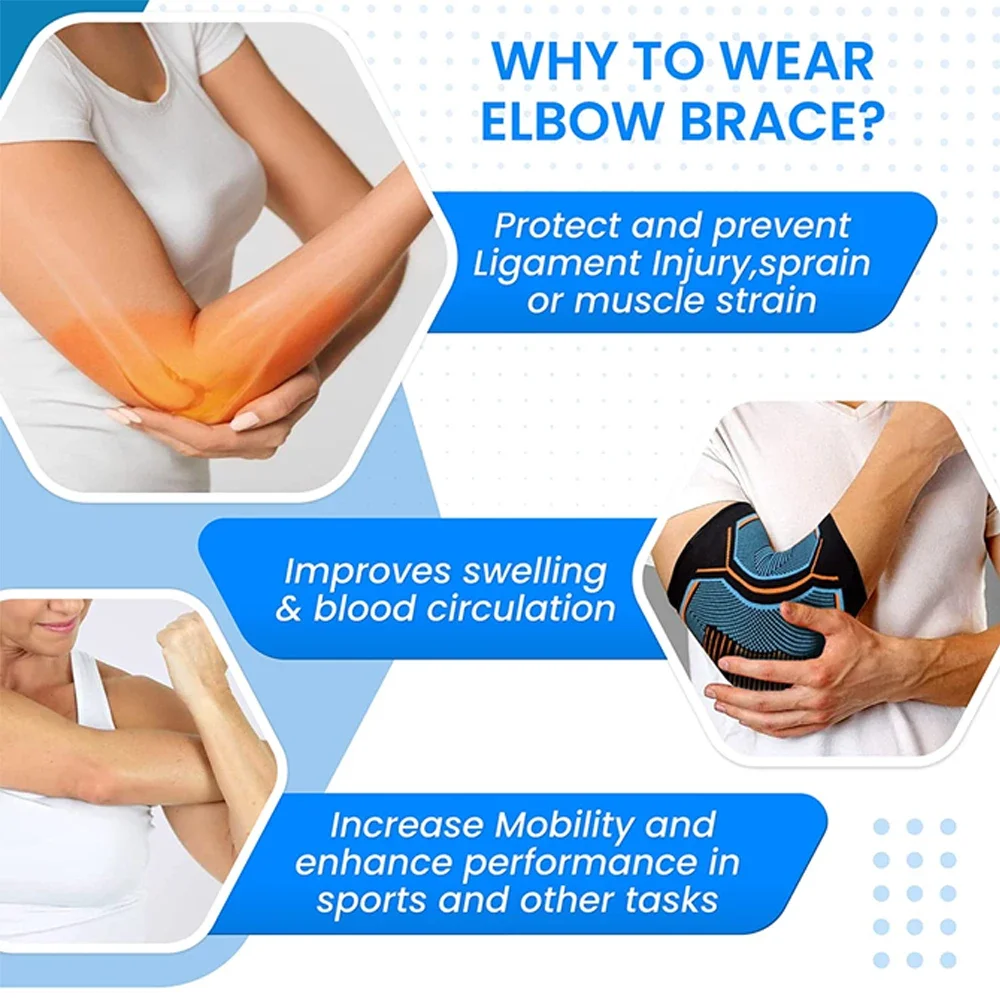 AXXTXXA 1PCS Fitness Elbow Brace Compression Support Sleeve for Tendonitis, Tennis Elbow, Golf Elbow Treatment, Weightlifting