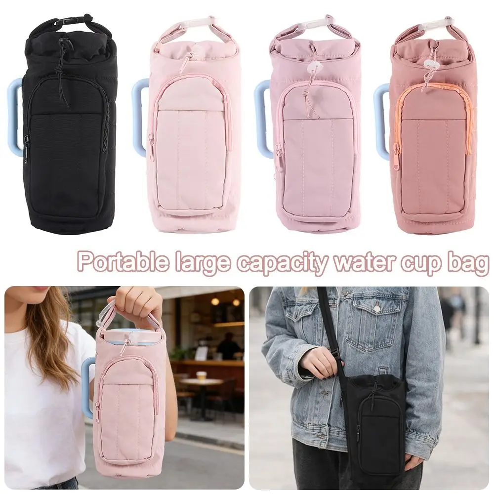Water-resistant Water Bottle Holder Bag Large Capacity with Strap Insulating Cup Sleeve Portable Sling Purses for Outdoor Sports