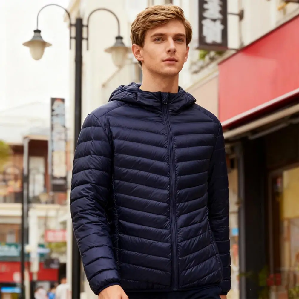 

Теплое пальто с капюшоном, пальто из мягкой ткани, мужское пуховое пальто с капюшоном, легкая зимняя куртка с застежкой-молнией, теплая верхняя одежда для холода