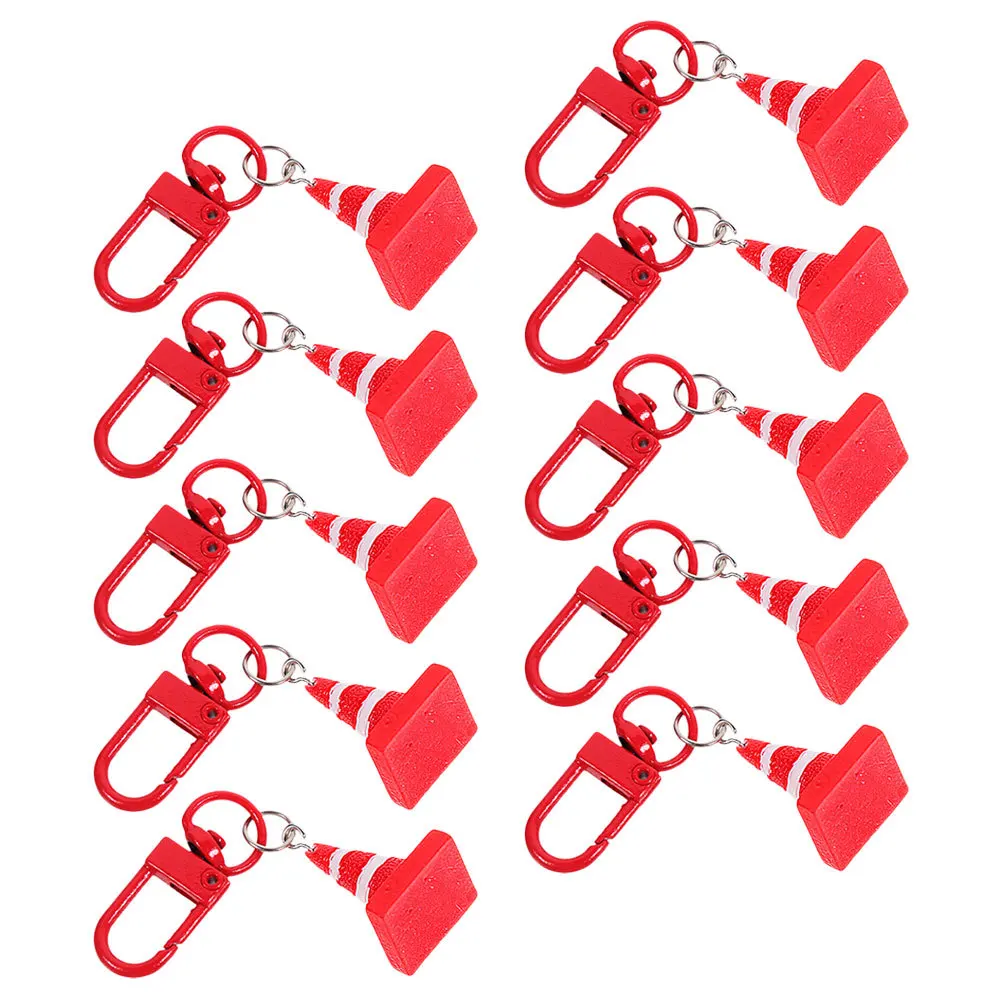 

10Pcs Traffic Cone Shaped Pendant Resin Keychain Charm for Keys Bag Zipper Decor Car Hanging Ornament Birthday Gift Kids Adult