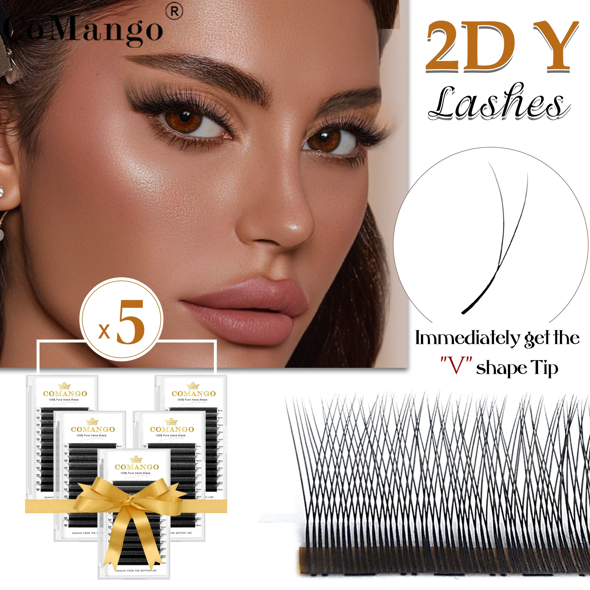 

CoMango 5 шт. 2D Y (1D YY) ресницы для наращивания C/D завиток натуральные ресницы русский объем высококачественный мягкий материал накладные ресницы