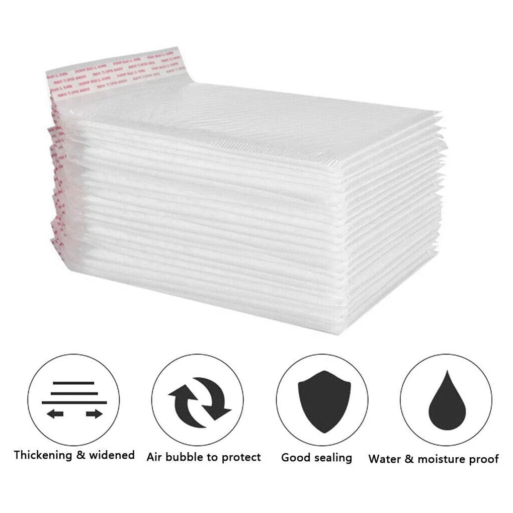 EF-50 Pcs 16X21+4 Cm 흰색 버블 메일링 자체 밀봉 패딩 봉투 운송 가방 사무실, 가정 및 상점에 적합