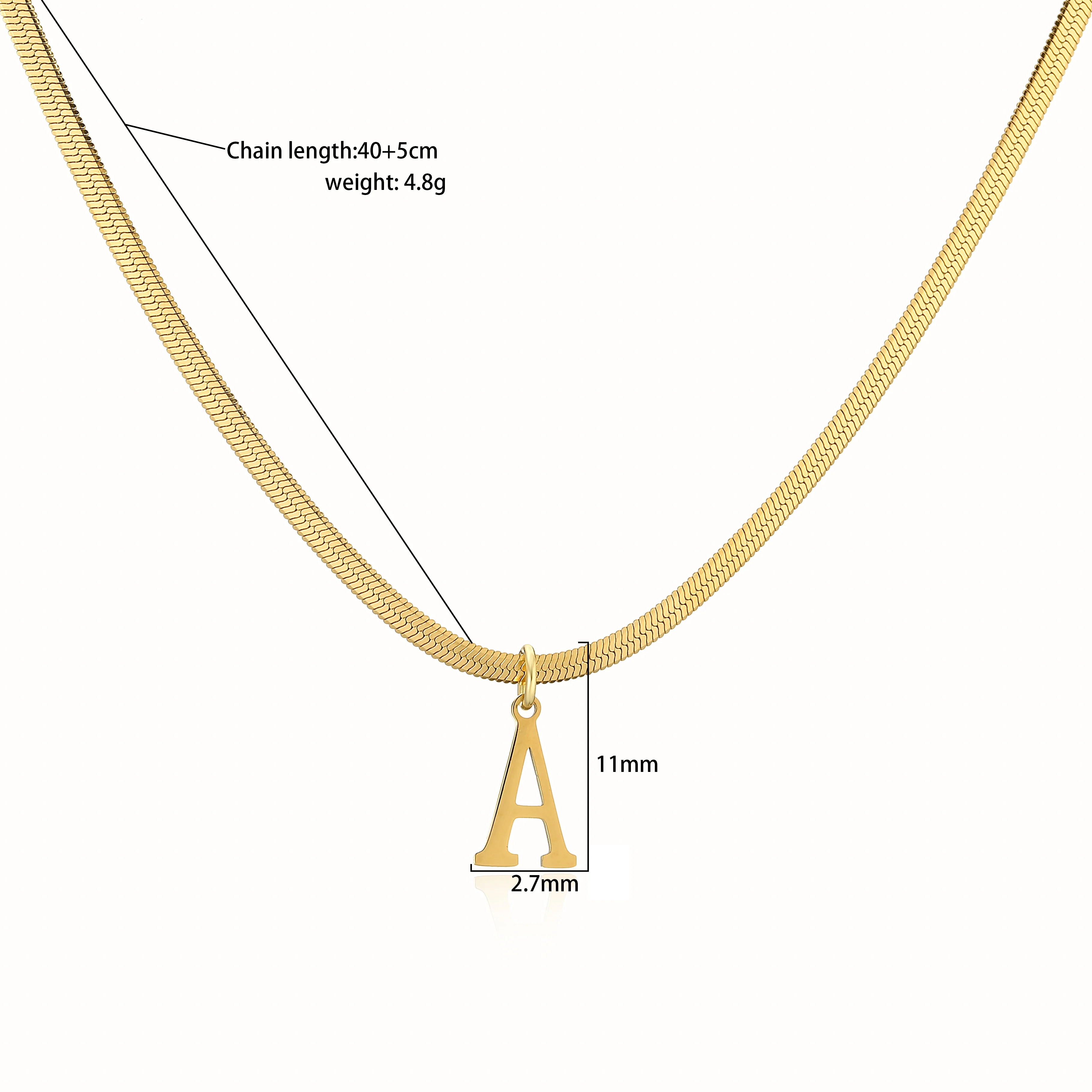 Stainless steel Letter Choker for Women Snake Chain Initial Clavicle Necklace Waterproof Wholesale dropshipping