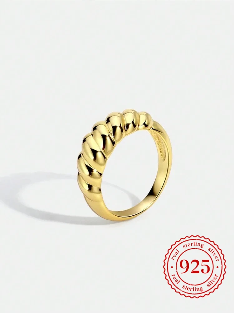 925 Sterling Silver Vintage Croissant Rings for Women Anniversary Engagement Wedding High Quality Fine Jewelry Gift