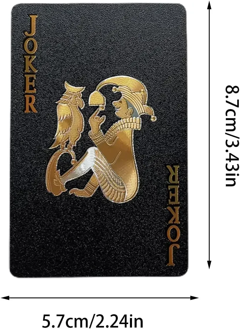 Black Gold Foil Poker Playing Card Black Playing Cards 54 Sheet Waterproof Deck Cards Black Poker Cards Magic Tricks Props Magia