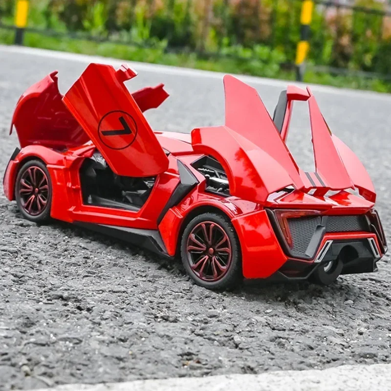 1:24 Lykan Hypersport Alloy Sport Car Model Diecasts & Toy Metal SuperCar Model Simulation Sound Light Collection Gift