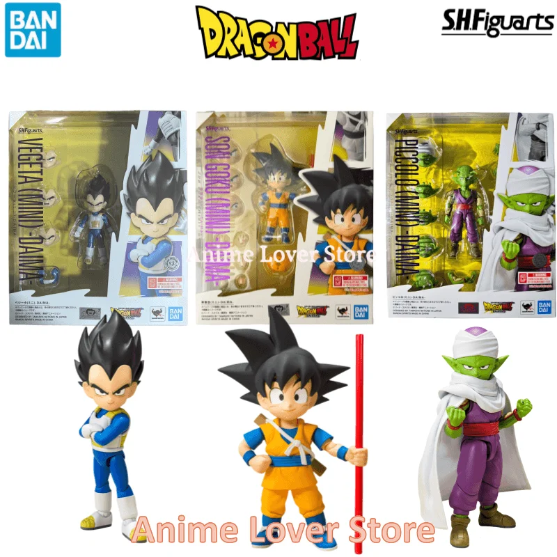 100% Genuine Bandai Dragon Ball S.H.Figuarts SHF Son Goku Vegeta Piccolo MINI DAIMA Anime Figures Model Collection