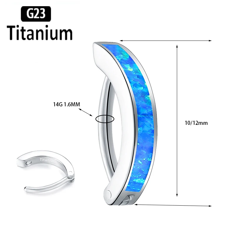 1 قطعة 14 جرام زرع الصف G23 التيتانيوم البطن خاتم على شكل زر الفرس ASTM F136 أوبال 05 السرة ثقب الجسم مجوهرات البطن الثقب