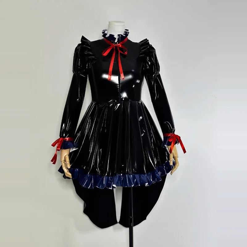 Aangepaste paleisstijl lange jurk nauwsluitende geplooide grote rok hoge hals sexy lange mouwen rok cosplay kostuum