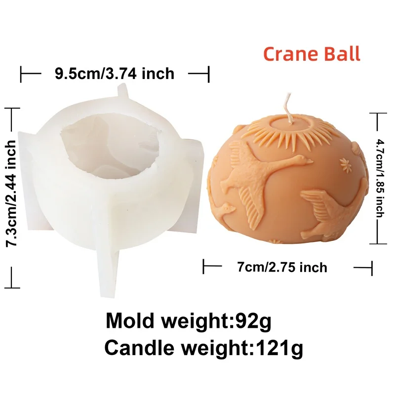 Embossed Starry Sphere Pillar Forest Fox with Flower Silicone Candle Mold DIY Relief Life Tree Egg Flying Crane Ball Resin Tool
