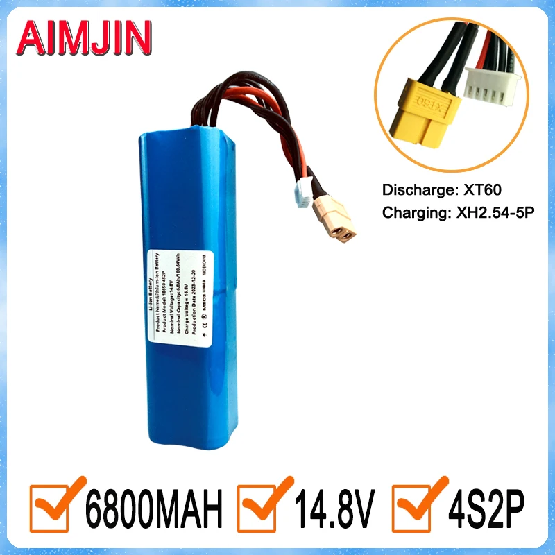 

4S2P 14.8V 6800mAh 100.64Wh Rechargeable Li-ion Battery for Various RC Airplane Quadrotor, with Connector XH2.54+XT60