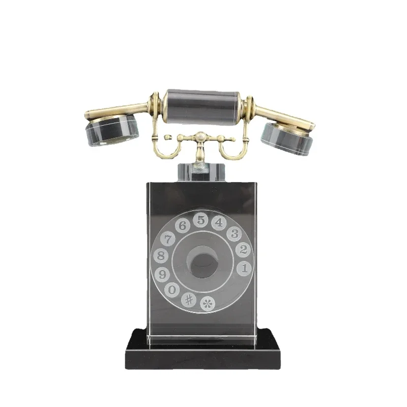 

New Chinese retro crystal telephone ornament model house home living room desktop coffee table soft ornament ornament