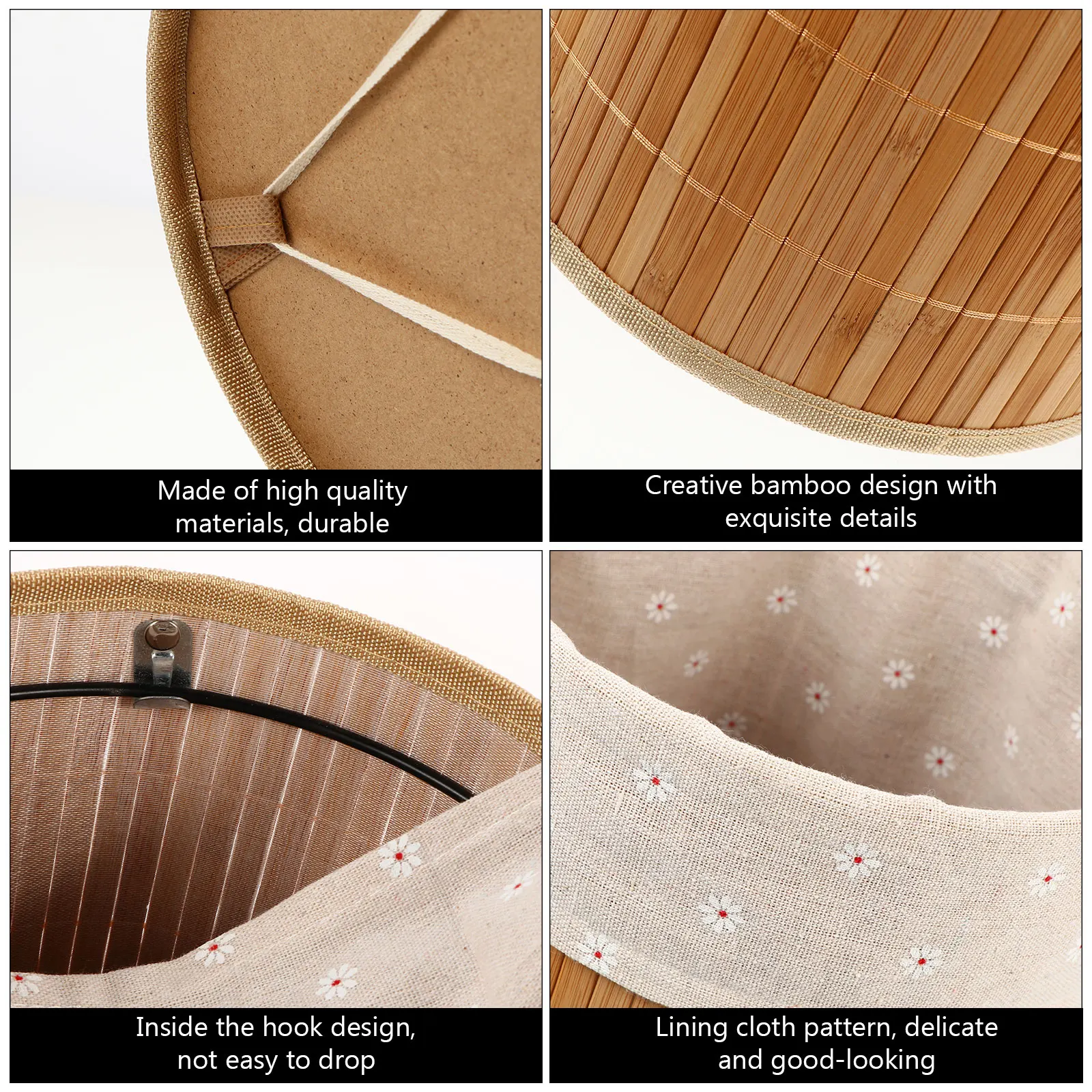 

Bamboo Woven Storage Basket Laundry Container Dirty Clothes Organizer Large Capacity Fabric Lining Bamboo Sundries Bucket Multi