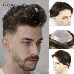 Men's Wig Natural Brown Blonde Black Human Hair MaleToupee  Mono Durable Capillary Prosthesis Toupets Replacement System For Men