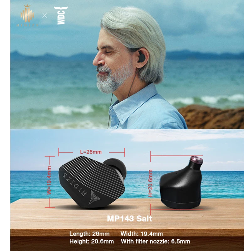 HIDIZS MP143 الملح 14.3 مللي متر شاشات مستو كبيرة HIFI داخل الأذن سماعة مرحبا الدقة الصوت 0.78 مللي متر التوصيل 3.5 مللي متر 4.4 مللي متر 6N كابل مطلي بالفضة