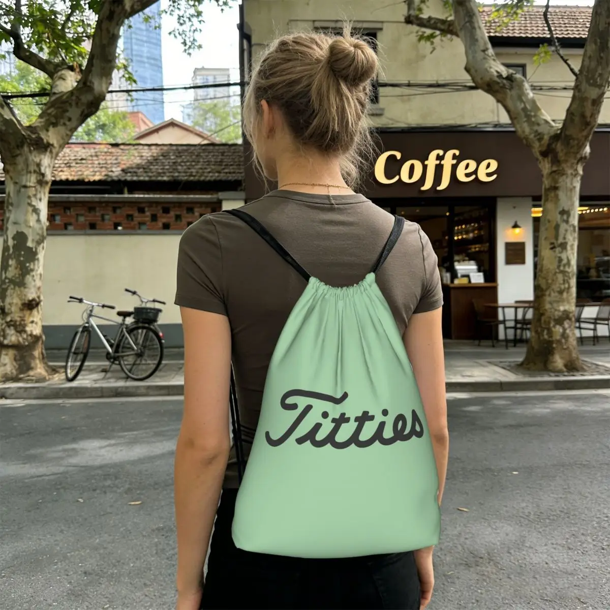 

Titties Golf Ball Backpacks Multi-function Drawstring Bundle Pocket Sports Bag Book Bags for Man Woman School