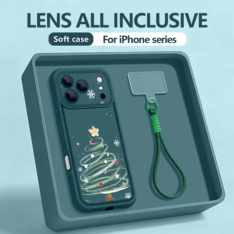 الخيال خط شجرة عيد الميلاد شريط للرسغ الحال بالنسبة آيفون 17 برو ماكس فوندا آيفون 16 برو ماكس 15 14 13 12 11 16E 17 الهواء غطاء ناعم