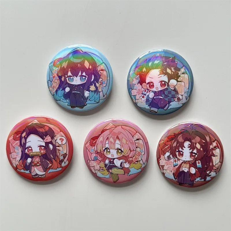 شيطان القاتل كامادو تانجيرو كامادو Nezuko Kanroji Mitsuri الإبداعية صفيح شارة أنيمي الكرتون الملابس حقيبة شارة هدية عيد ميلاد #3