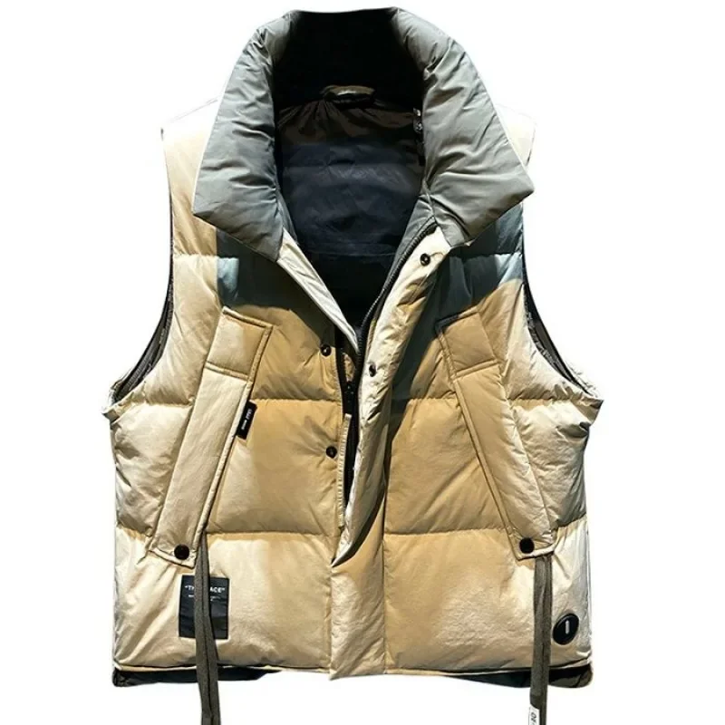 

Youth Fashion Casual Loose Stand Neck Sleeveless Jacket Trendy Men Vest Autumn Winter Male Outer Wear Warm Waistcoat Large Size