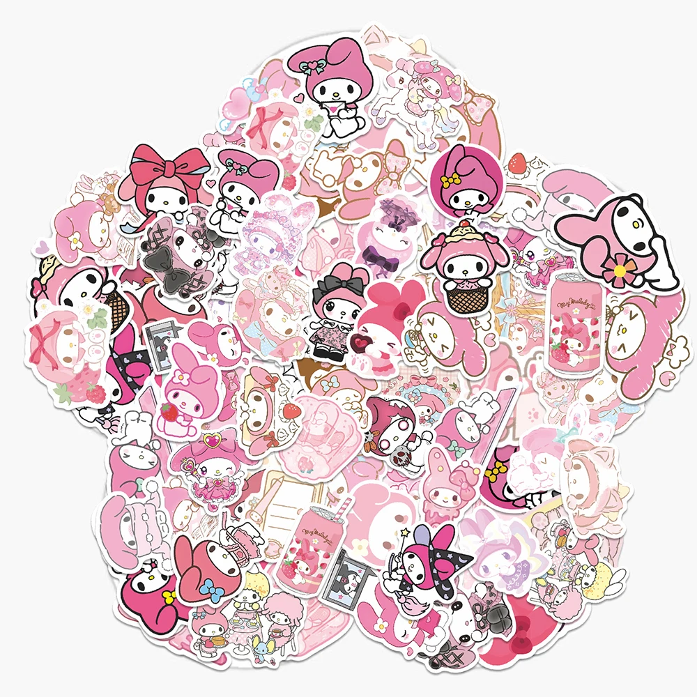 

10/30/50pcs Cute Pink My Melody Stickers for Kids Cartoon Sanrio Anime Sticker Notebook Phone Luggage Classic Toys Decals Pack