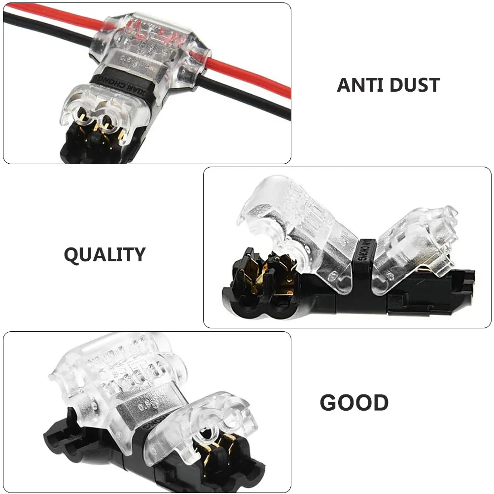 15Pcs 2 Pin Wire Connectors T Type Wiring Connector High Precision Fireproof Safe Easy Install Universal Low Voltage Cable