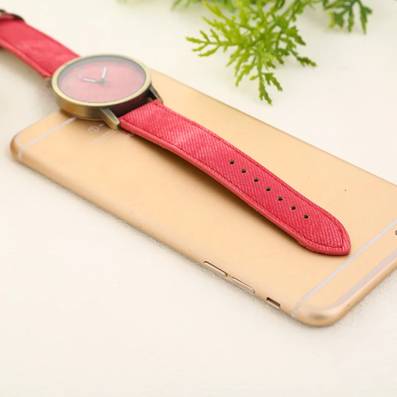 패션 남성 캐주얼 쿼츠 손목시계 여성 데님 패브릭 가죽 비즈니스 시계 여성용 손목시계 인기 시계