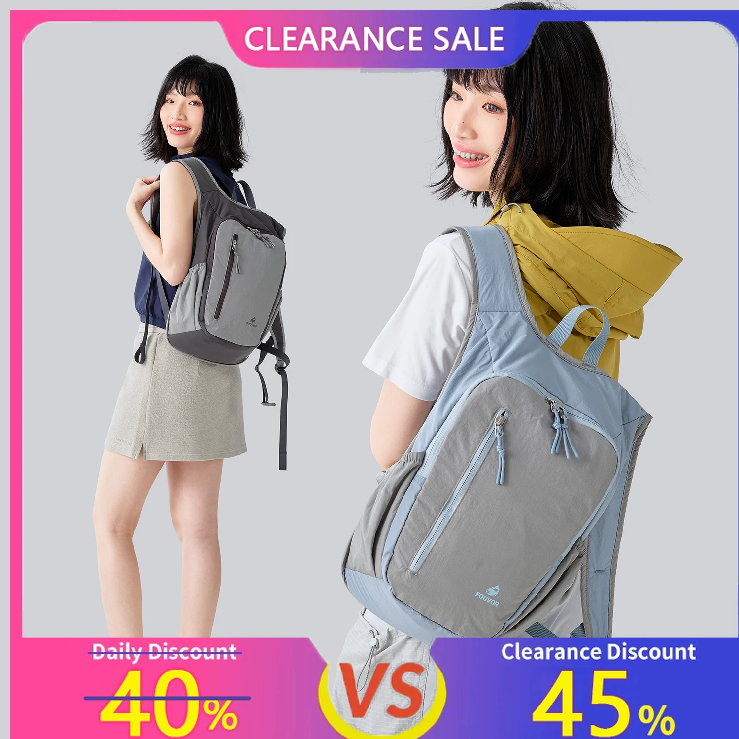 

Fouvor Women's Small Travel Backpacks Nylon Casual Lightweight Airplane Cabin Backpack Fashion Sports College School Bag 3068-05