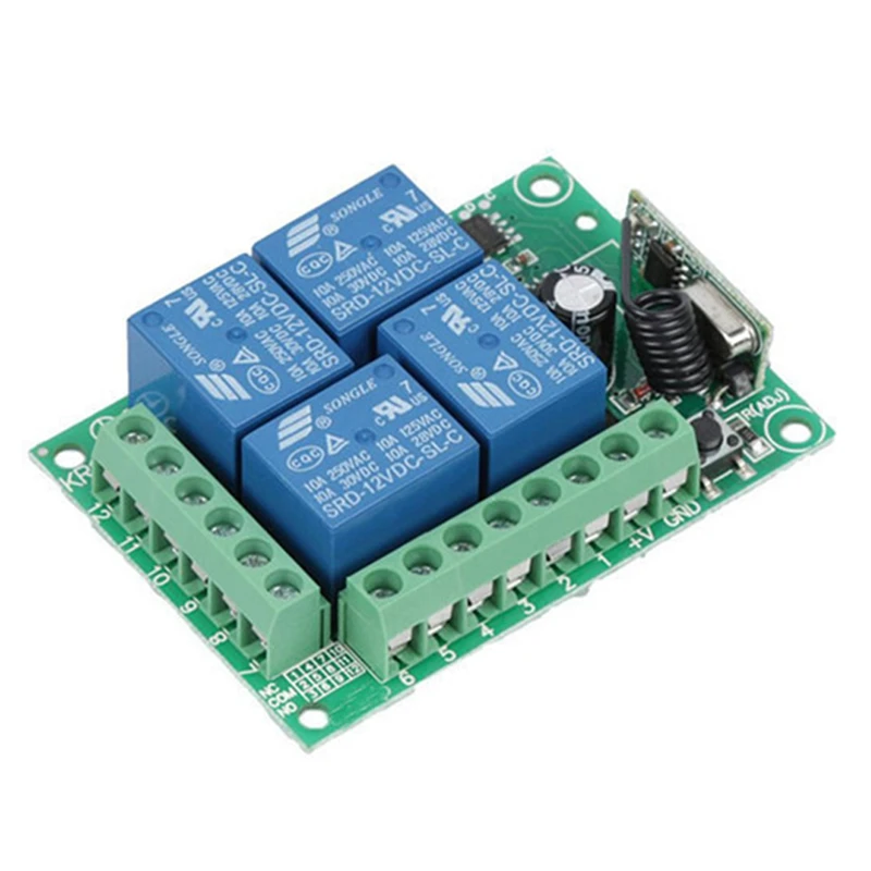 Ingenious-DC 12V 4CH 4 CH Wireless RF Remote Control Light Switch Radio Receiver Module+Transmitter Garage Doors/Lamp