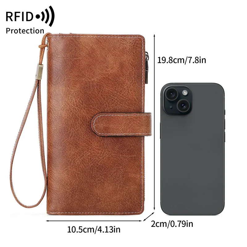 Fashion Women's Wallets Large Capacity RFID Blocking Credit Card Holders Purses for Women Double Zipper Pocket Long Handbags