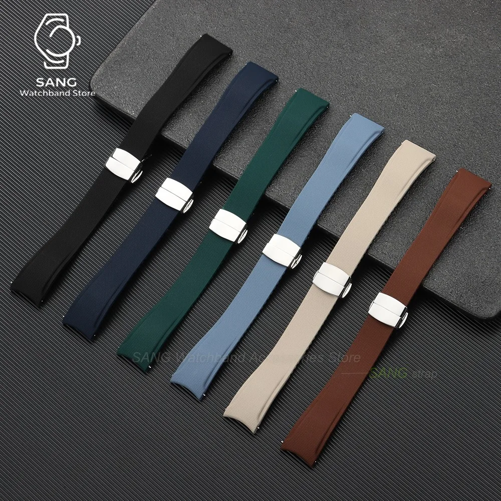 20mm 21mm 22mm Schnellverschluss Uhrenarmband mit gebogenem Ende, neues weiches FKM Fluorkautschuk Uhrenarmband, Herren Armband, universelles Sportarmband – Detail 15