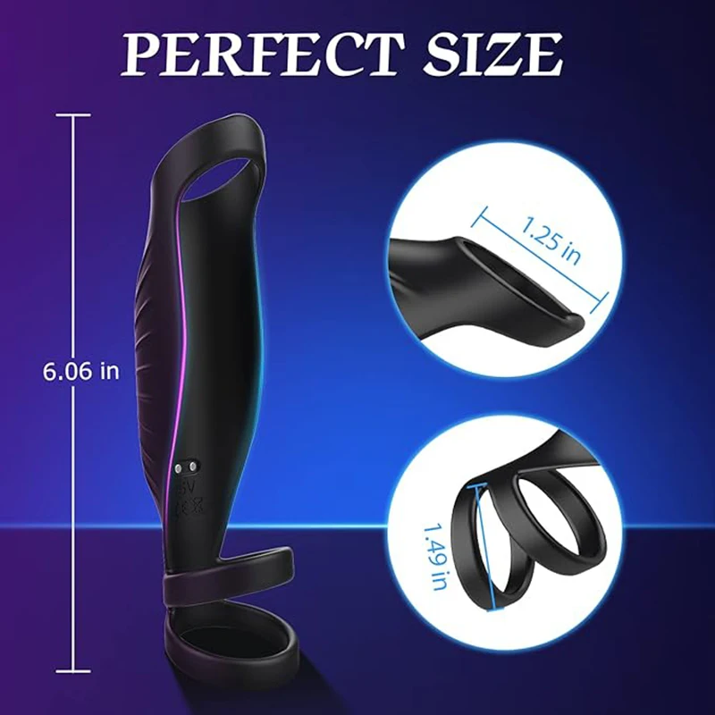 HESEKS Vibrating Triple Cock Ring Stretchy Penis Ring Couple Vibrator Cock Ring Male Ejaculation Delay Device Sex Toys for Men