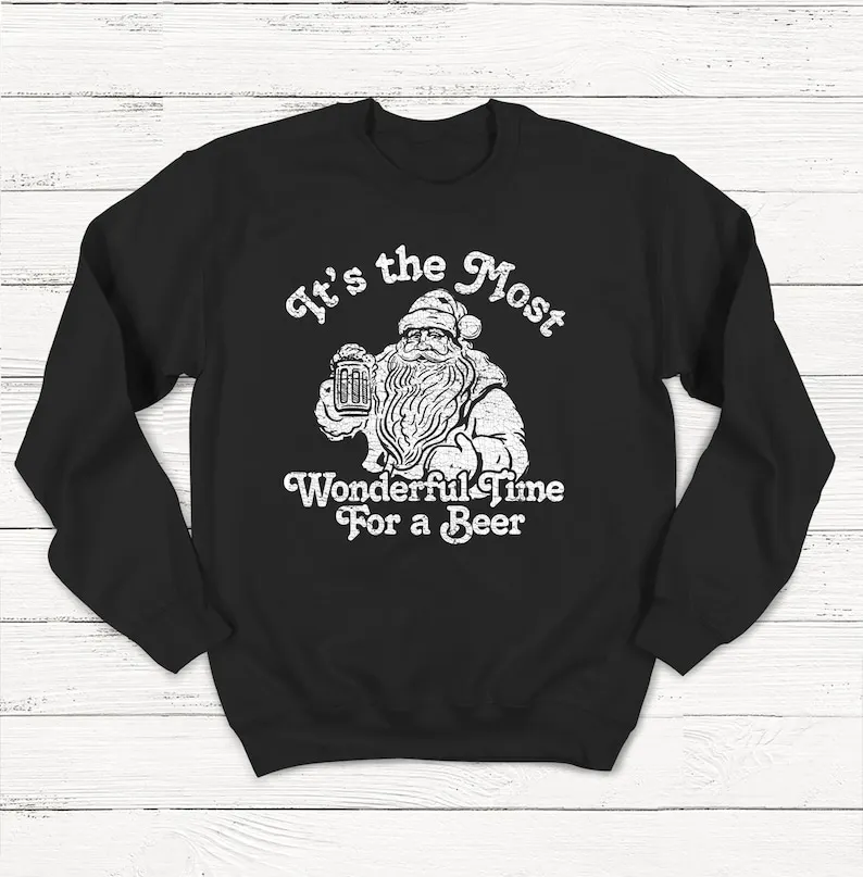 

Это самый чудесный час, забавная рождественская толстовка с Санта-Клаусом, зимняя забавная термотолстовка с длинными рукавами для рождественской вечеринки