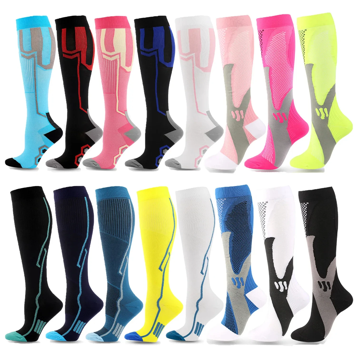 Chaussettes de sport de compression élastiques, anti-fatigue, pour football, course à pied, vélo, canadisme, varices, œdèmes