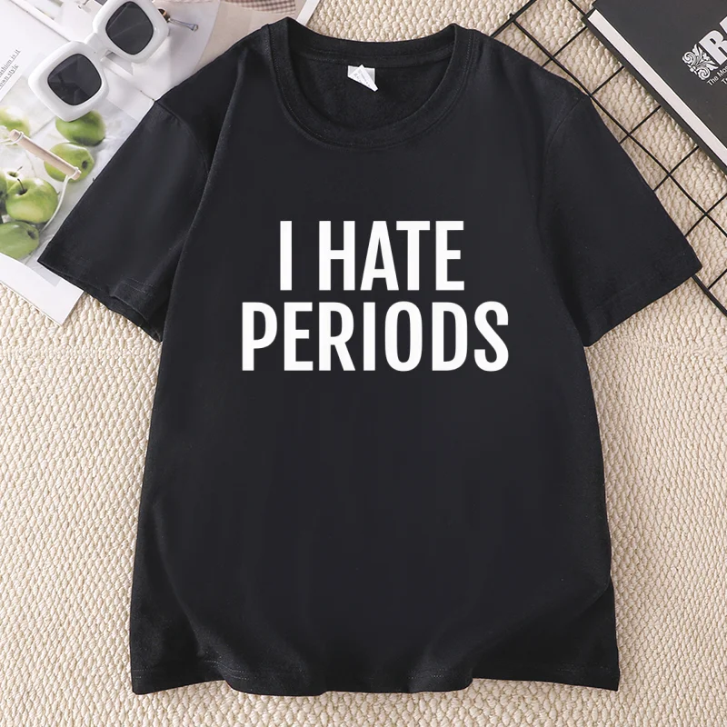 Ich hasse die Periode T-Shirt Lustige T-Shirts für Männer und Frauen Unisex Schweres Baumwoll-T-Shirt Lässiges Rundhals-T-Shirt mit Aufdruck Kurzarm-T-Shirts Kleidung – Detail 4