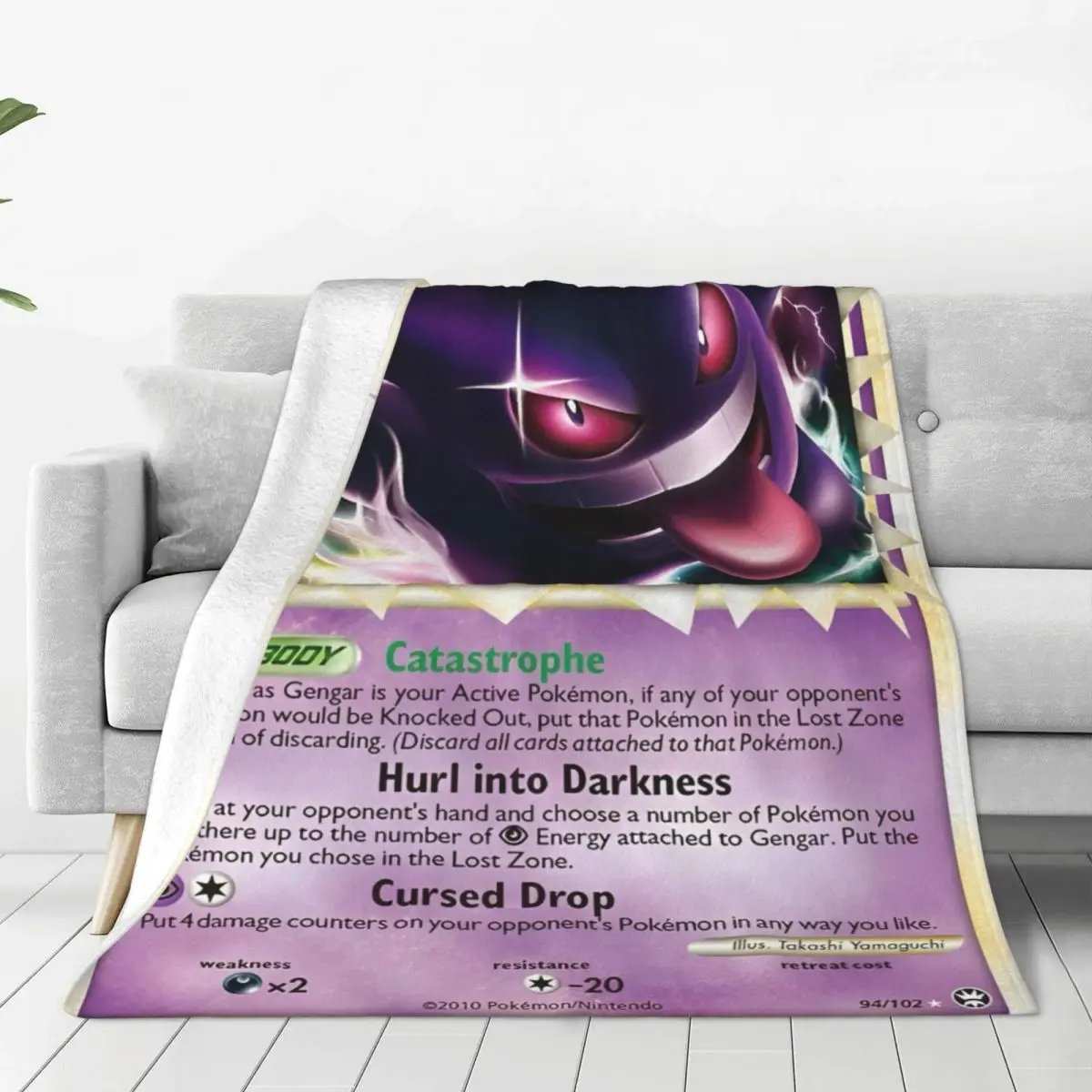 Pokemon Anime Card Gengar Blanket Soft Warm Novelty Plush Throw Blanket For Couch Bed Camping Flannel Bedspread Bed Cover