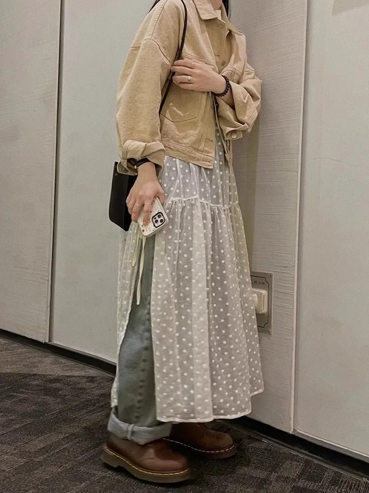 

French Lace Sling Elegant One Piece Dress Women Summer Fashion Stacked Oversize Gauze Dress Vintage Inner Wear Dress Spring New