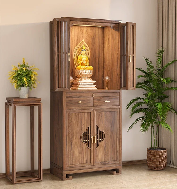 Black walnut shrine, new Chinese vertical cabinet, Buddhist altar, Bodhisattva cabinet, Buddhist cabinet, household offering